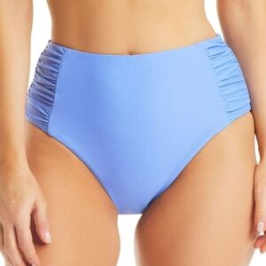 BAR III Shirred Bikini Swim High Rise Bottoms Blue Size EXTRA SMALL New